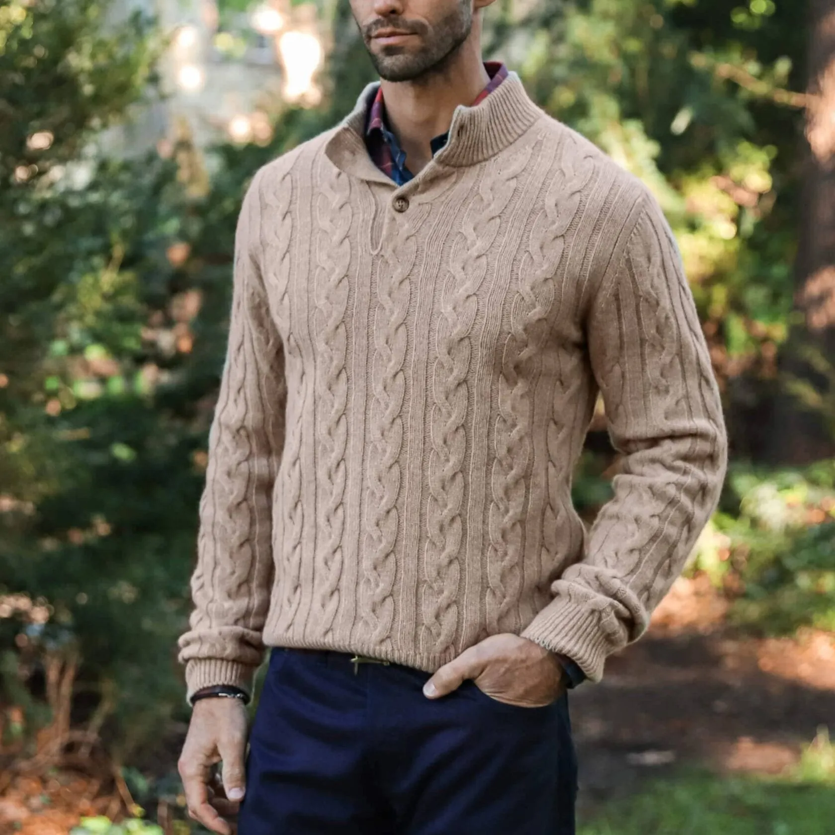 The Sable Jeffers Aran Mock Neck Sweater