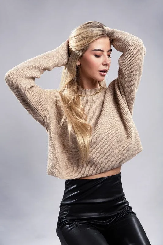 Trendy & Relaxed Black Knit Long Sleeve Top