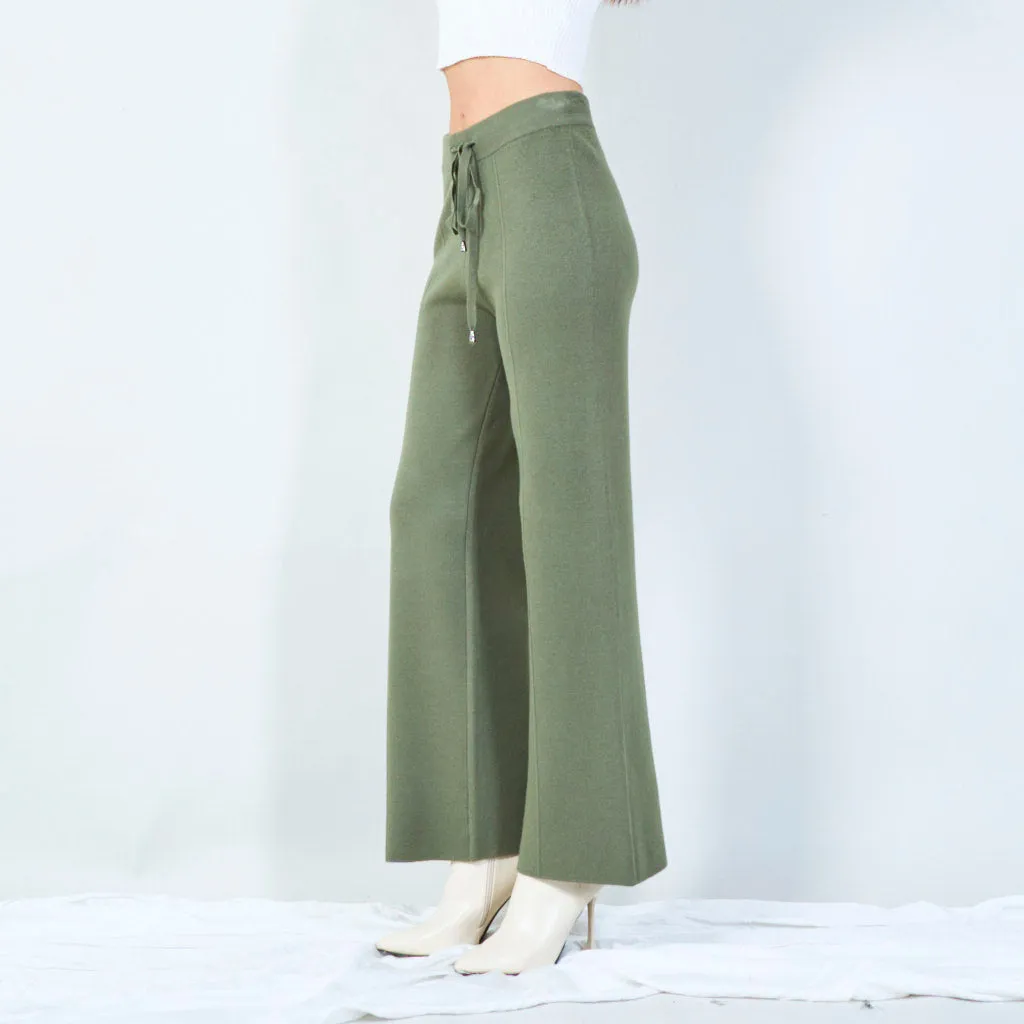 Wide-leg knit pants with drawstring waist wholesale