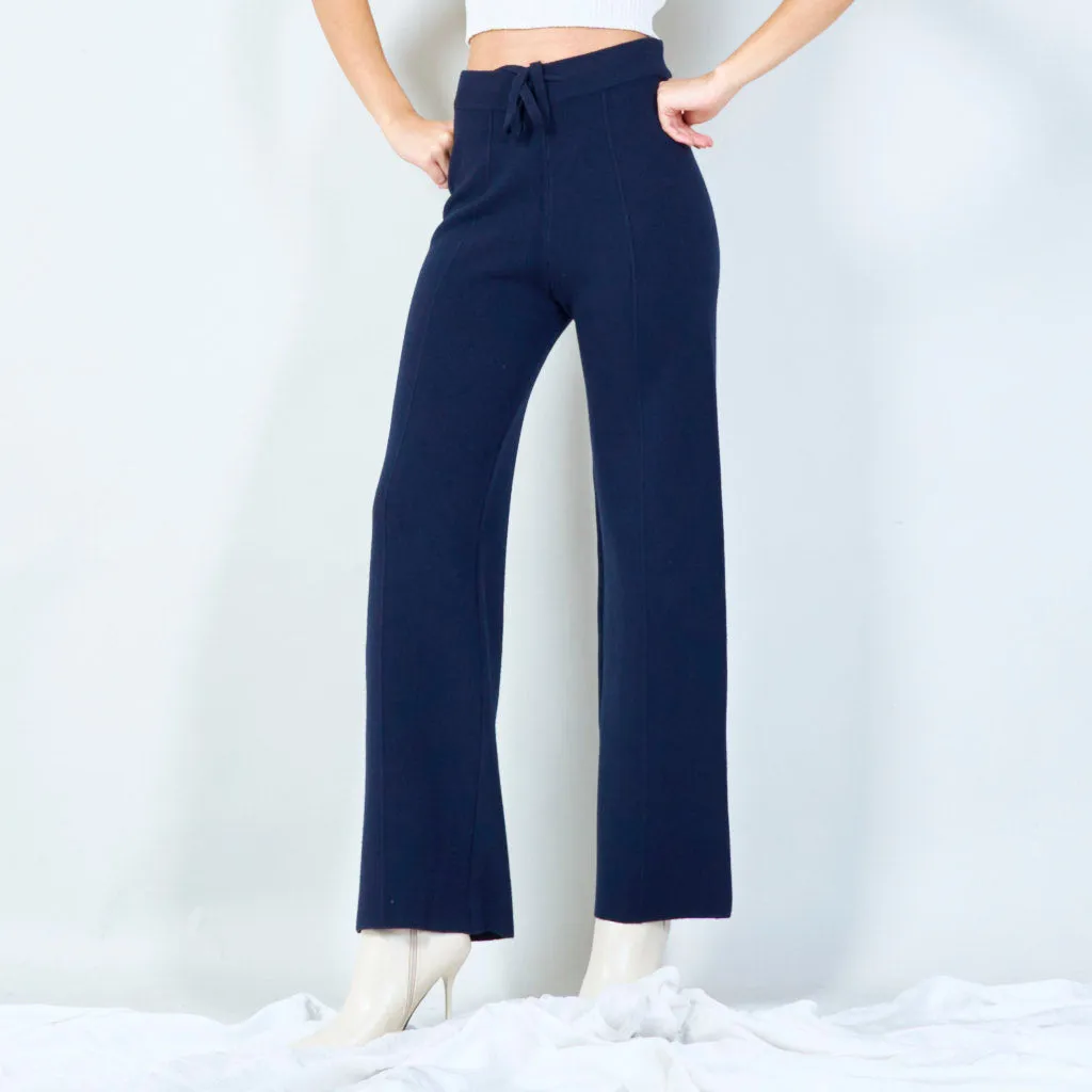 Wide-leg knit pants with drawstring waist wholesale