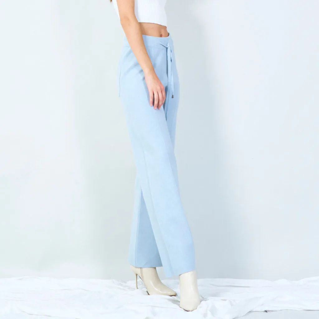 Wide-leg knit pants with drawstring waist wholesale