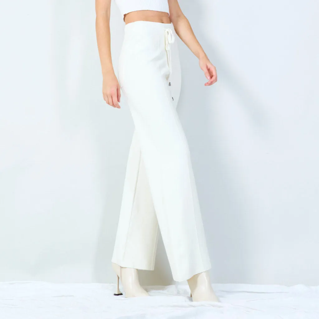 Wide-leg knit pants with drawstring waist wholesale