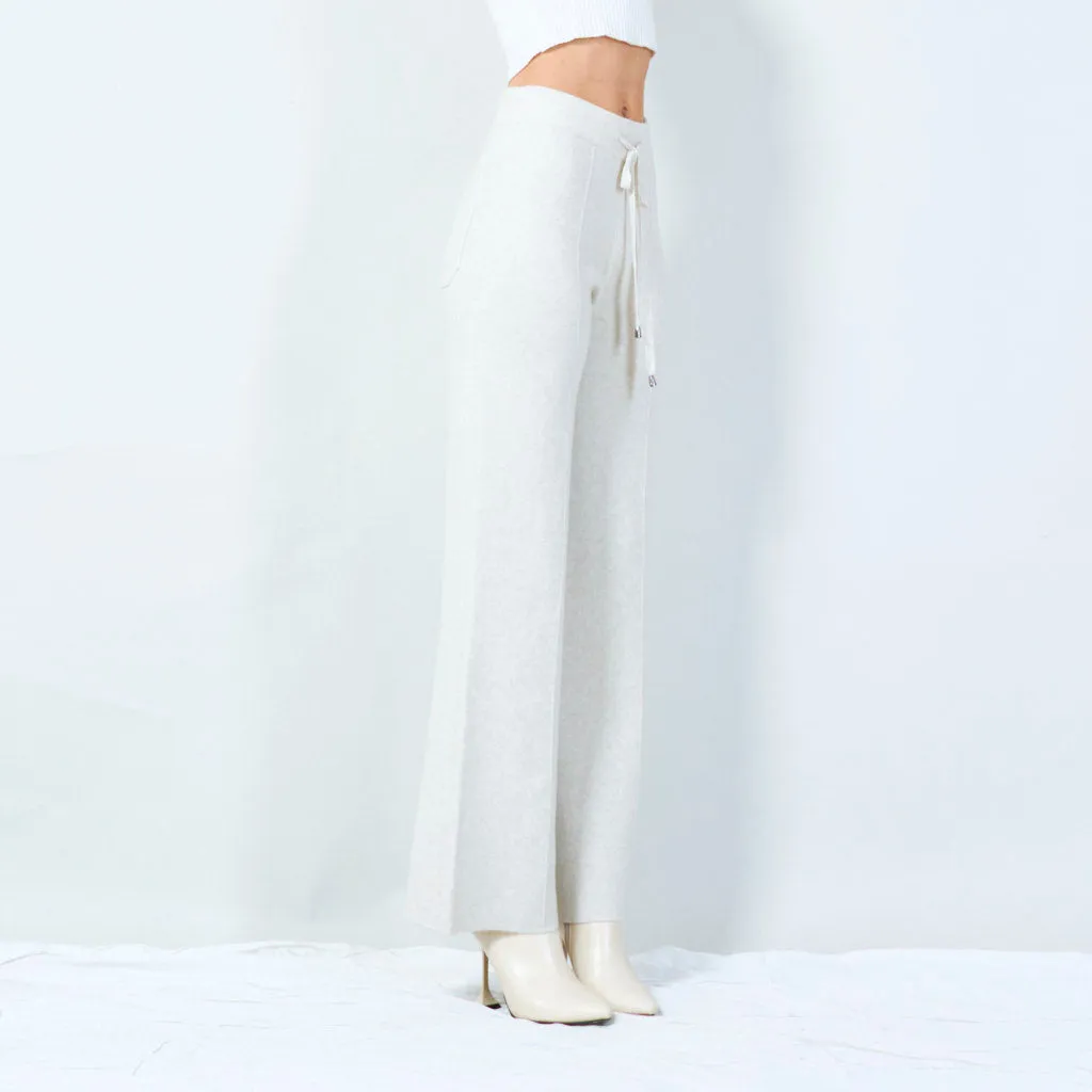 Wide-leg knit pants with drawstring waist wholesale