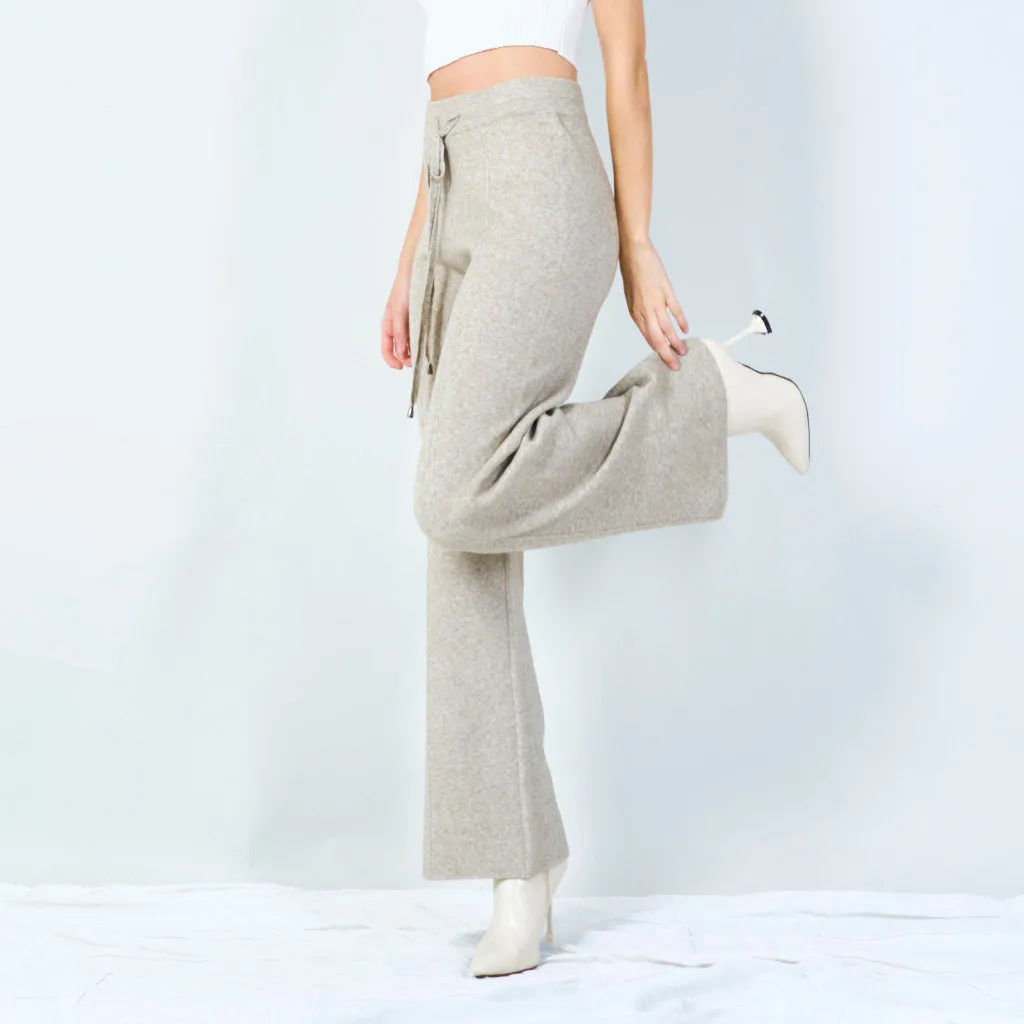 Wide-leg knit pants with drawstring waist wholesale