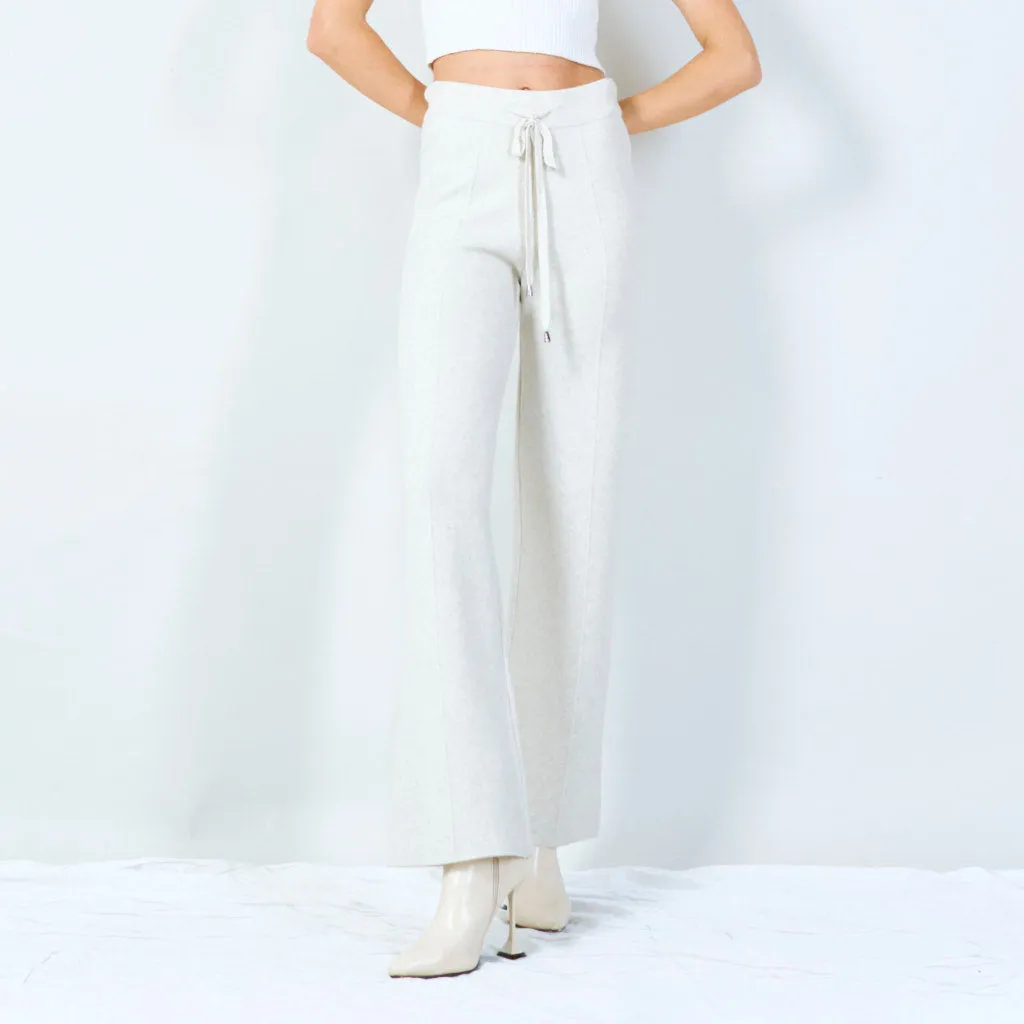 Wide-leg knit pants with drawstring waist wholesale