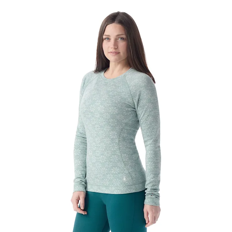 Women's Classic Thermal Merino Base Layer Crew - Arctic Green Digi Snow