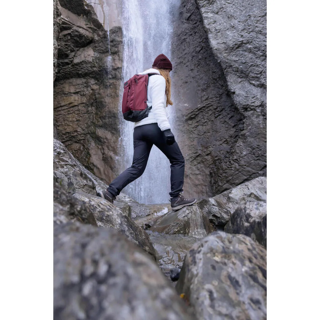 WOMEN'S HIKING WARM WATER-REPELLENT TROUSERS - SH100