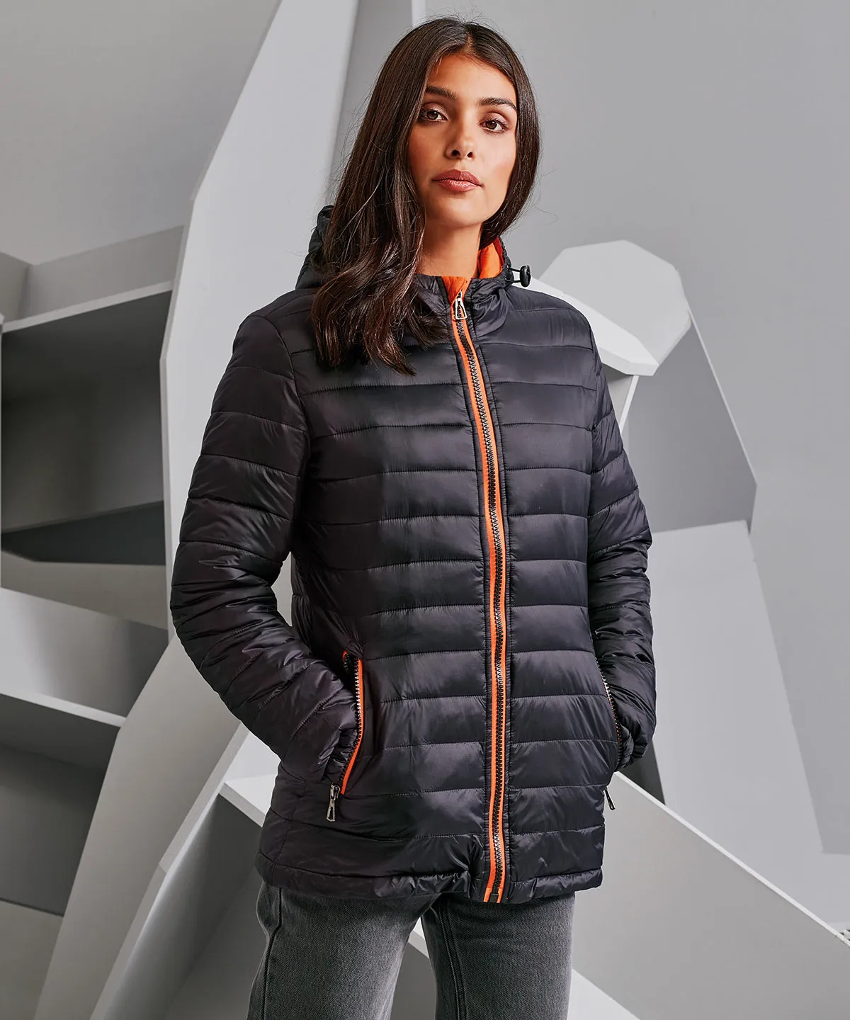 Womens padded jacket | Royal/Grey