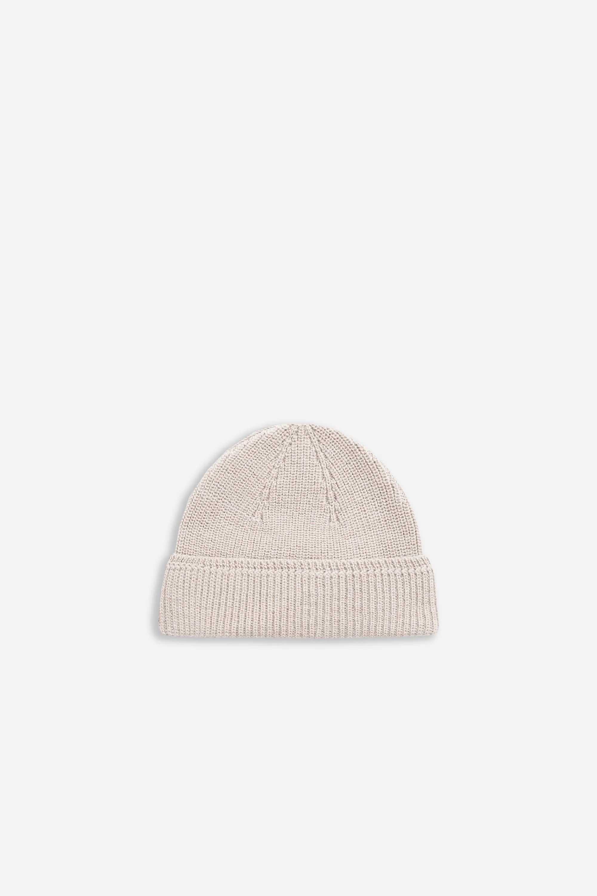 Wool Cotton Rib Beanie Light Khaki