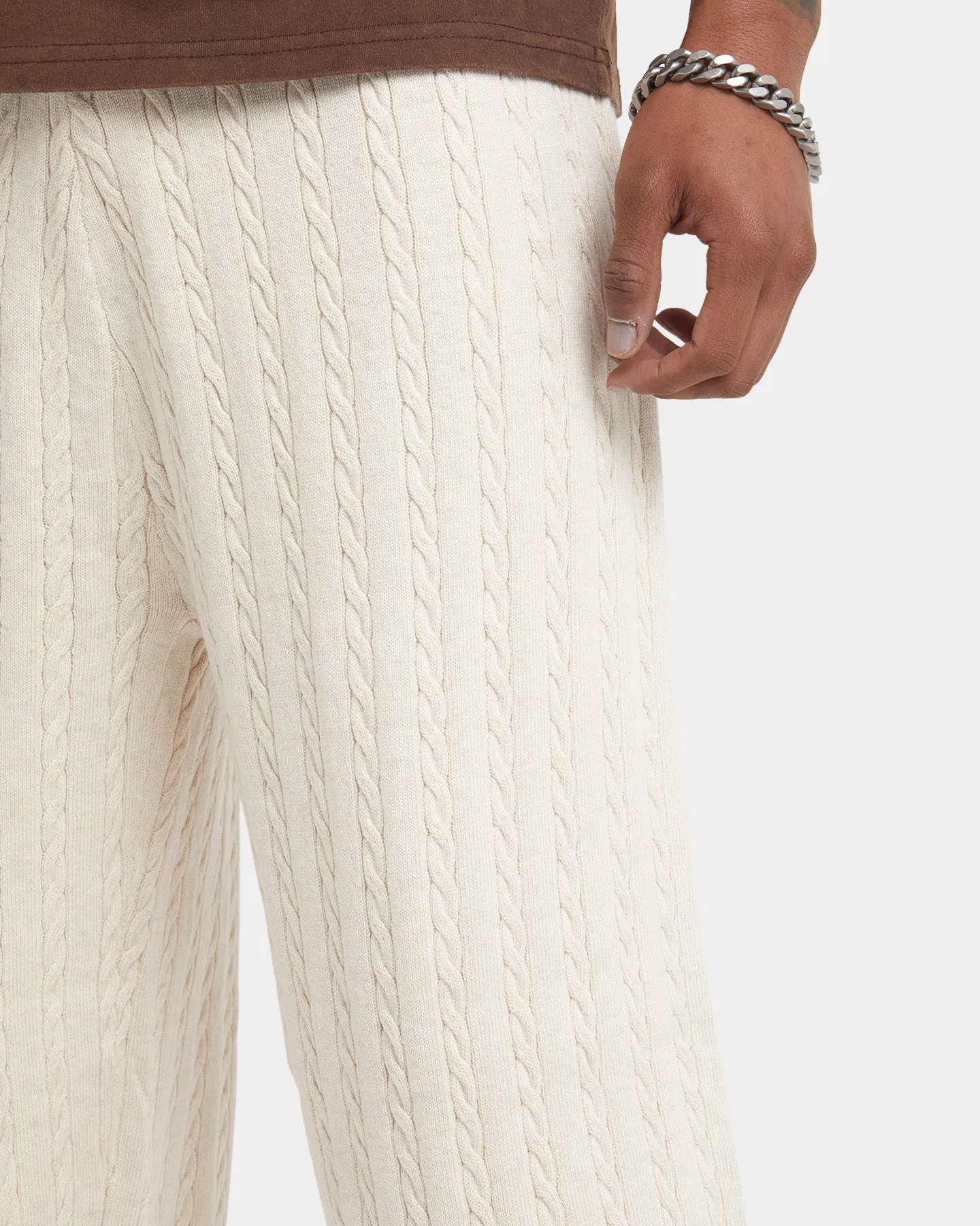 XXIII Terry Wide Leg Knit Pants Tan