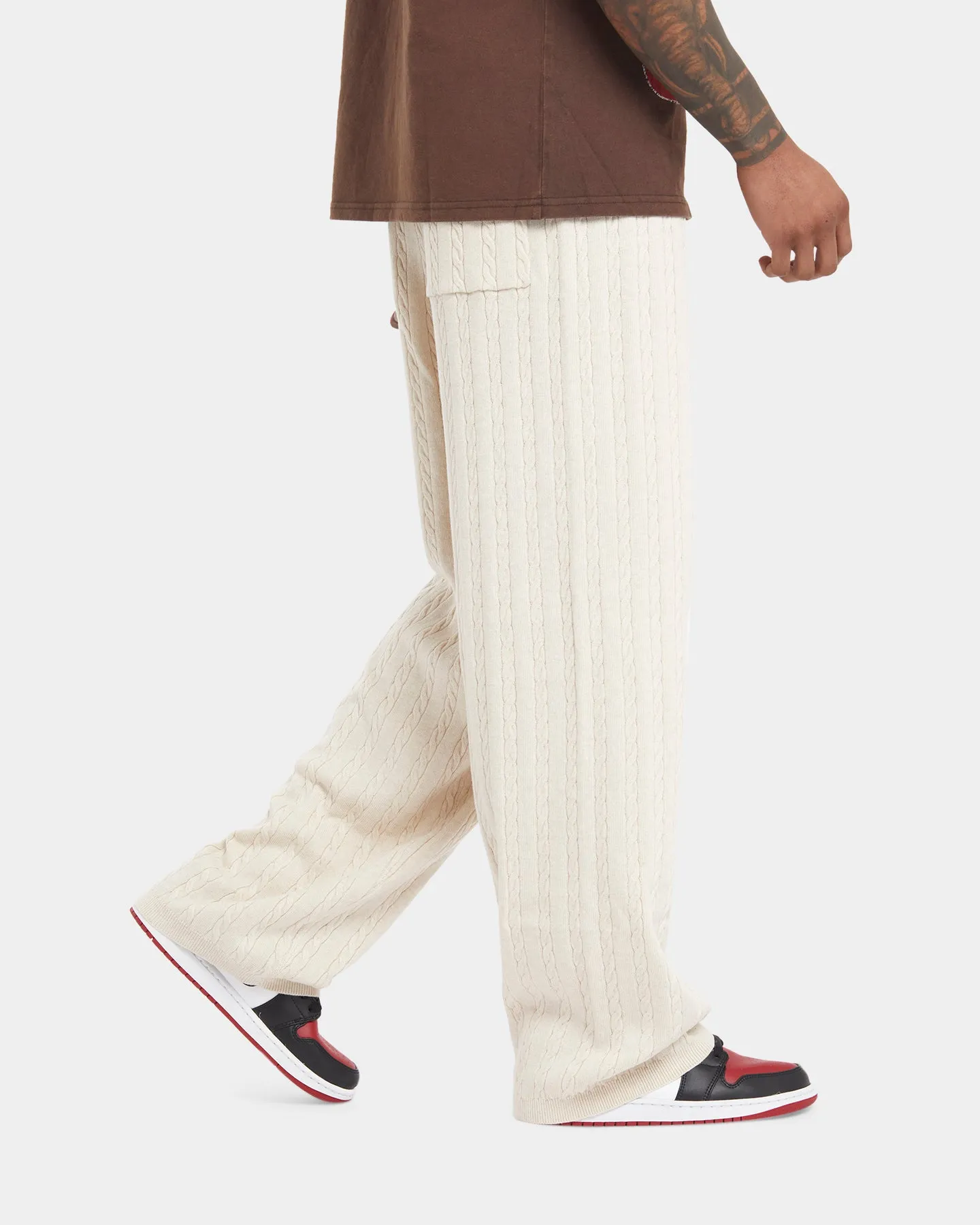 XXIII Terry Wide Leg Knit Pants Tan