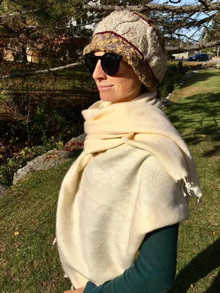 Yak Wool & Cotton Shawl ~ Ivory