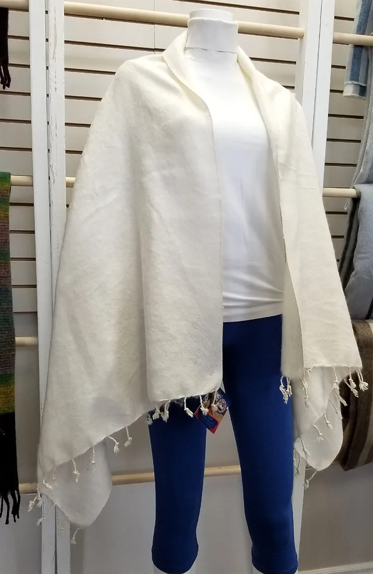 Yak Wool & Cotton Shawl ~ Ivory